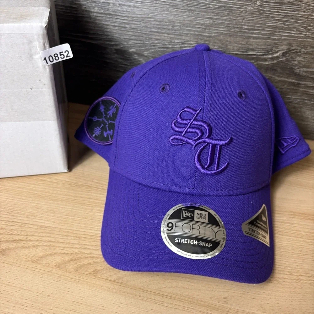 New Era Hat Cap Snap Back Trucker Purple Ski Skiing Embroidered Mens